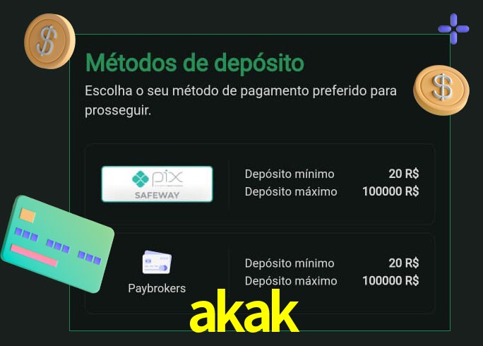 O cassino akak oferece uma grande variedade de métodos de pagamento